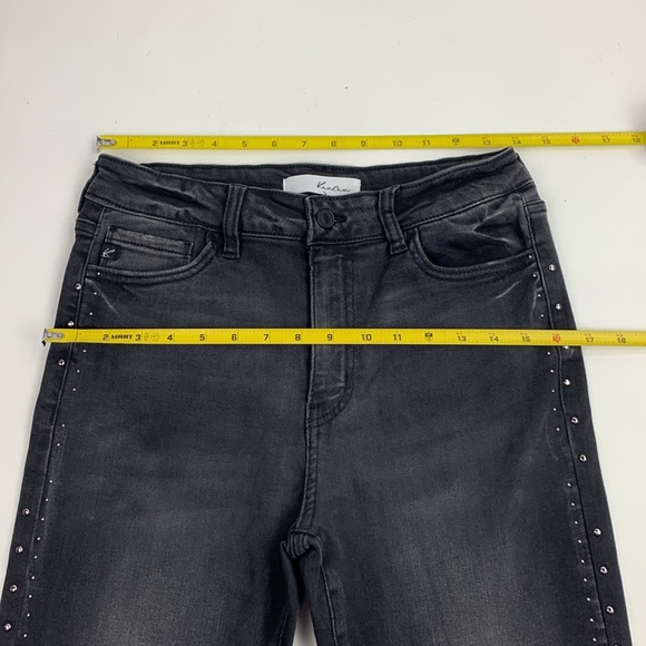 KanCan Faded Black Distressed Side Studs Raw Hem Jeans Sz 11/29 Stretch - Picture 11 of 16